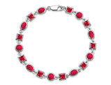 Ruby Bracelet 9.60 Carat (ctw) in Rhodium Plated Sterling Silver